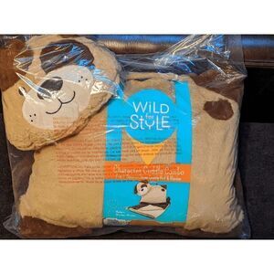 NEW Animal Adventure Dog Beige, Brown Polyester Throw, 18" x 9.5"